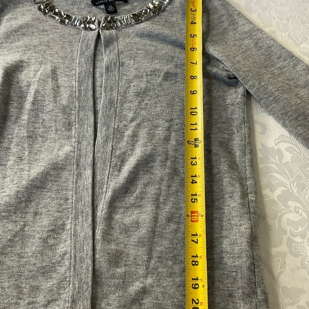 Banana Republic Poly/Wool Rhinestone Collar Ribbed women Cardigan Size XSmall - Picture 5 of 8